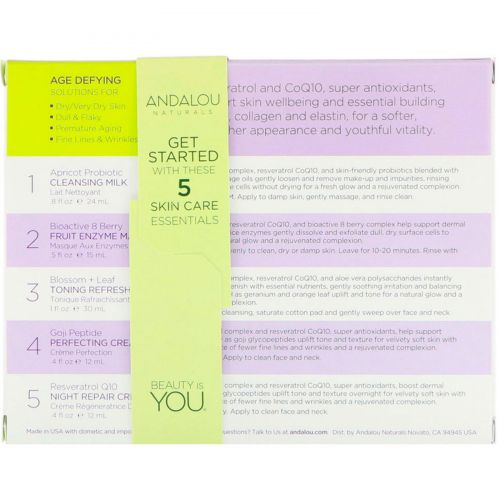 Andalou Naturals, Get Started Age Defying, Skin Care Essentials, 5 Piece Kit