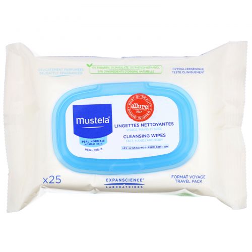 Mustela, Cleansing Wipes, 25 Wipes