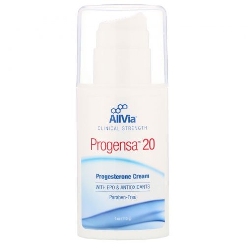 AllVia, Progensa 20, крем с натуральным прогестероном, без запаха, 4 унц. (113,6 г)