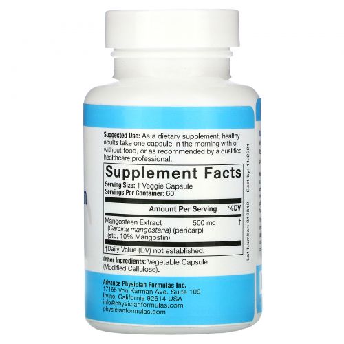 Advance Physician Formulas, Inc., Мангостин, 500 мг, 60 капсул