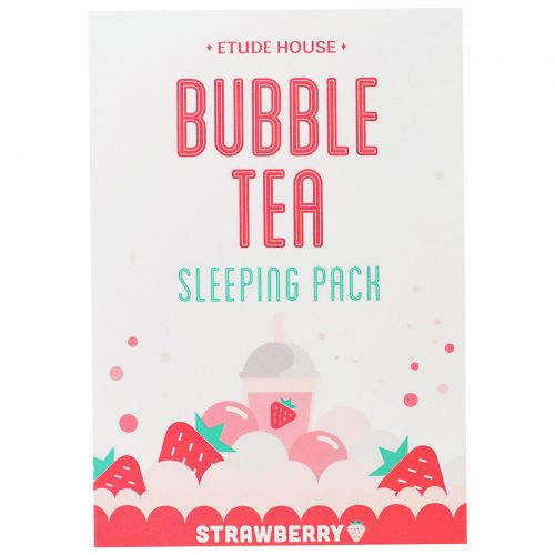 Etude House, Bubble Tea, ночная маска с клубникой, 3.5 унции(100 г)