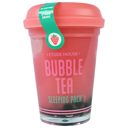 Etude House, Bubble Tea, ночная маска с клубникой, 3.5 унции(100 г)