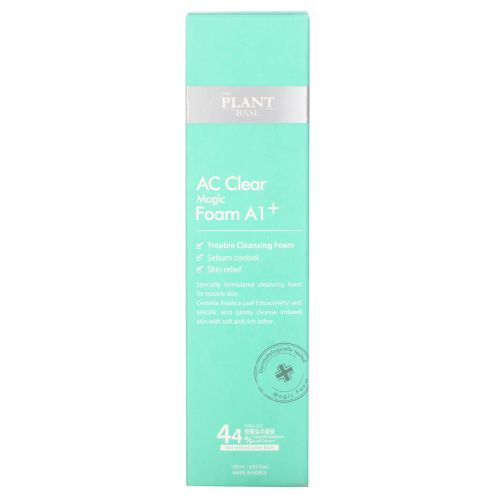 The Plant Base, AC Clear, Magic Foam A1+, очищающая пенка, 120 мл (4,05 жидк. унций)