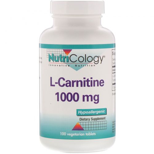Nutricology, L-Carnitine, 1,000 mg, 100 Vegetarian Tablets
