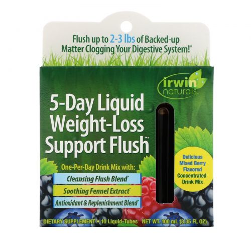 Irwin Naturals, 5-Day Liquid Weight-Loss Support Flush, Mixed Berry, 10 Liquid-Tubes, 10 ml Each