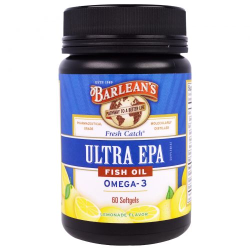 Barlean's, Ultra EPA, Triple Potency Omega-3, Lemonade Flavor, 1000 mg, 60 Softgels