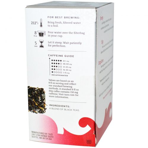 Tazo Teas, Черный чай английский завтрак, 20 фильтр-пакетиков, 1.8 унций (51 г)