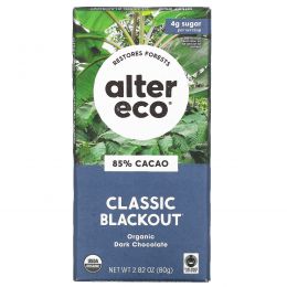 Alter Eco, Натуральный темный шоколад, 2,82 унции (80 г)