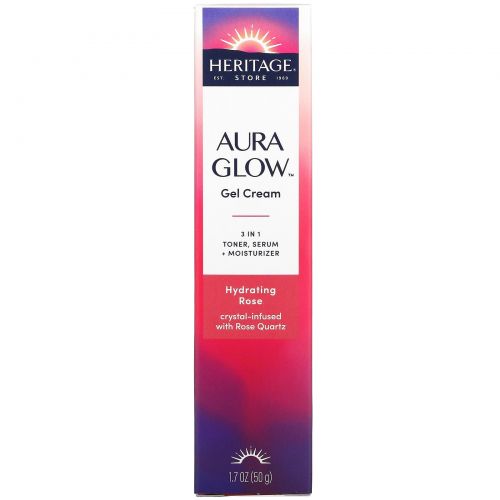 Heritage Store, Aura Glow Gel Cream, Hydrating Rose, 1.7 oz (50 g)