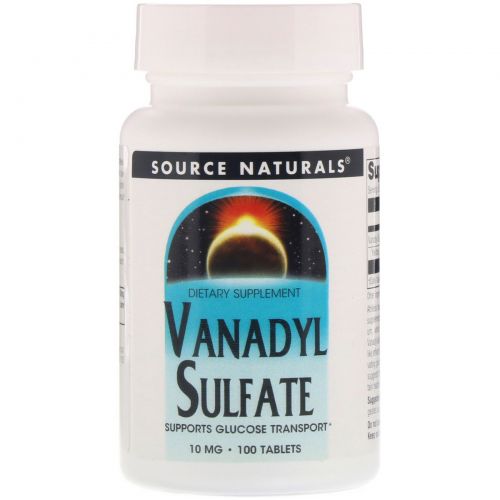 Source Naturals, Ванадила сульфат, 10 мг, 100 таблеток