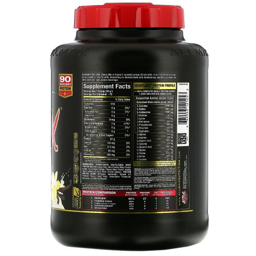 ALLMAX Nutrition, Isoflex, 100% Ultra-Pure Whey Protein Isolate (WPI Ion-Charged Particle Filtration), Vanilla, 5 lbs (2.27 kg)