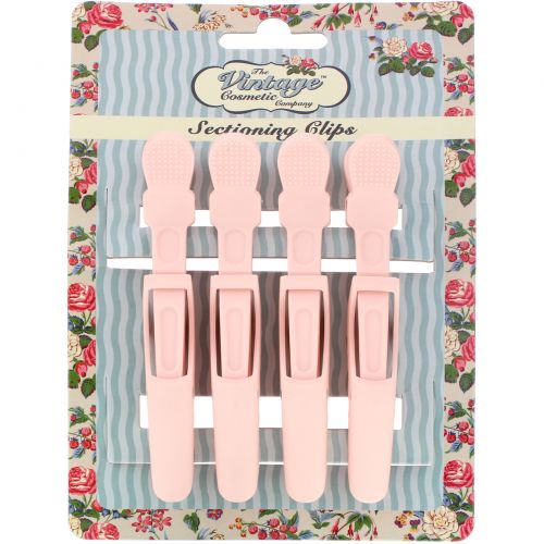 The Vintage Cosmetic Co., Sectioning Clips, Pink, 4 Clips