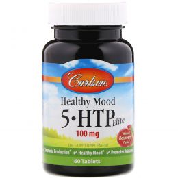 Carlson Labs, Healthy Mood, 5-HTP Elite, природный аромат малины, 50 мг, 60 вкусных таблеток