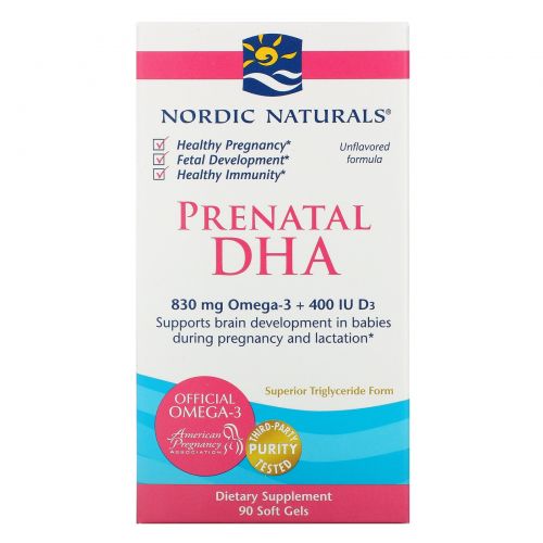 Nordic Naturals, Пренатальный препарат ДГК, 500 мг, 90 гелевых капсул