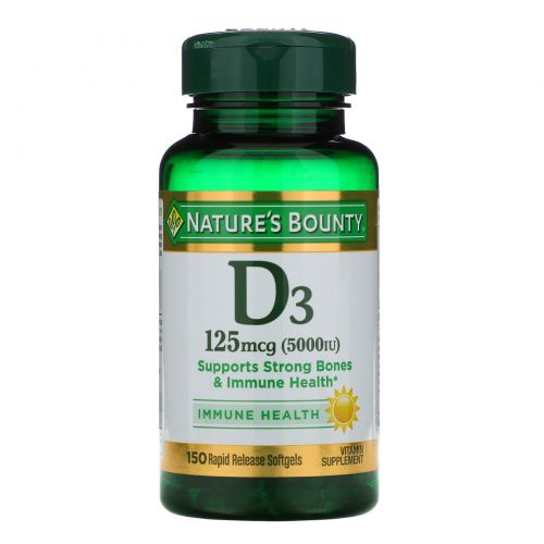 Nature's Bounty, D3, Maximum Strength, 5000 IU, 150 Softgels