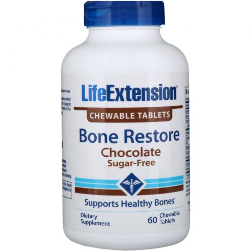 Life Extension, Восстановление костей, Шоколад, 60 жевательных таблеток