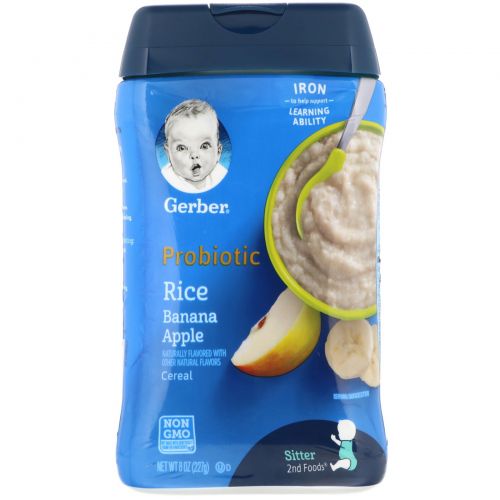 Gerber, Probiotic Rice Cereal, Sitter, Banana Apple, 8 oz (227 g)