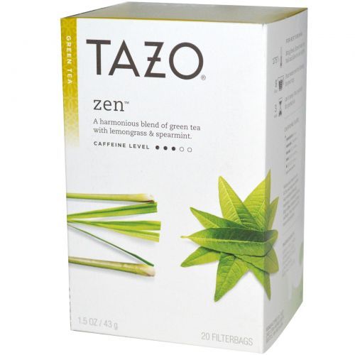 Tazo Teas, Дзен, зелёный чай, 20 чайных пакетиков с фильтром, 1.5 унций (43 г)