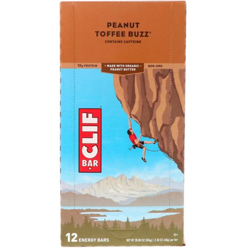 Clif Bar, Energy Bar, Peanut Toffee Buzz, 12 Bars, 2.4 oz (68 g) Each