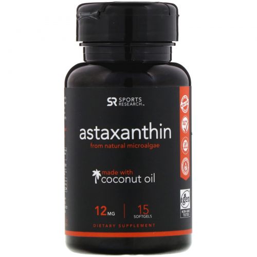 Sports Research, Astaxanthin with Coconut Oil, 12 mg, 15 Softgels