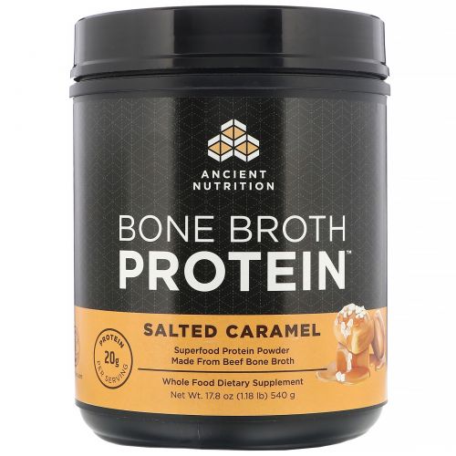 Dr. Axe / Ancient Nutrition, Bone Broth Protein, Salted Caramel, 17.8 oz (540 g)