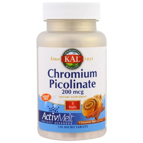 KAL, Chromium Picolinate ActivMelt, Cinnamon Bun, 120 Micro Tablets