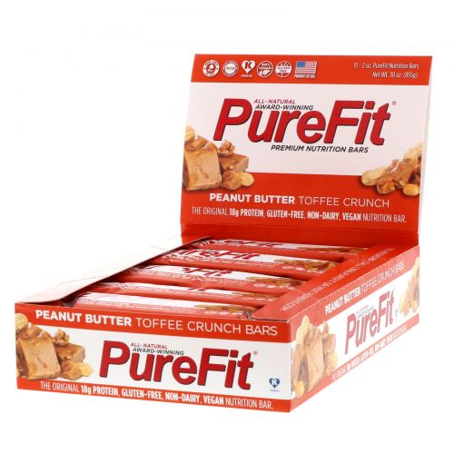 Pure Fit Bars, Premium Nutrition Bars, Хрустящие Ириски с Арахисовым Маслом, 15 батончиков по 2 унции (57 г) каждый