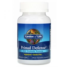 Garden of Life, Primal Defense, Формула, содержащая пробиотик HSO, 90 вегетарианских  капсул