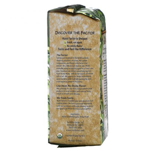 Mate Factor, Органический Йерба Мате, Свежий зеленый листовой травяной чай, 12 унций (340 г)