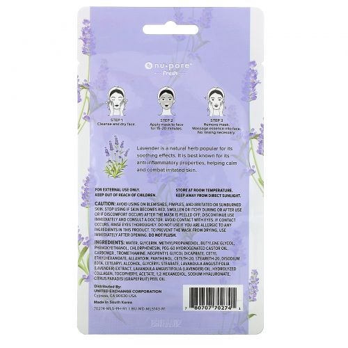 Nu-Pore, Sit Back & Relax Sheet Mask, Lavender, 1 Sheet