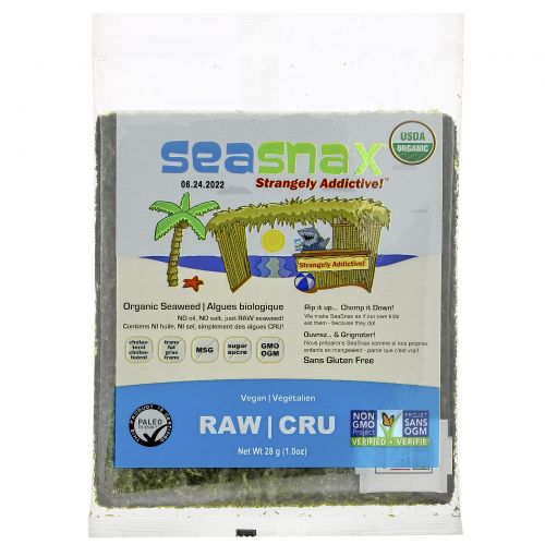 SeaSnax, Raw Seaweed, 10 sheets - 1 oz (28 g)