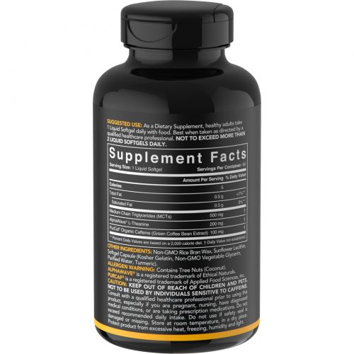 Sports Research, L-Theanine & Caffeine with MCT Oil, 60 Softgels