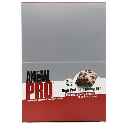 Universal Nutrition, Animal Pro, High Protein Training Bar, Chocolate Berry Crunch, 12 Bars, 2.2 oz (62 g)