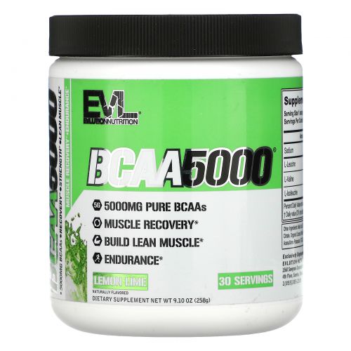 EVLution Nutrition, BCAA 5000, Лимон и Лайм, 9,1 унции (258 г)