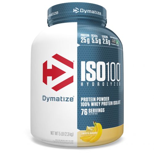 Dymatize Nutrition, ISO 100 гидролизованный 100%-ый белковый сывороточный изолят, банановый вкус, 2,27 кг (5 фунтов)