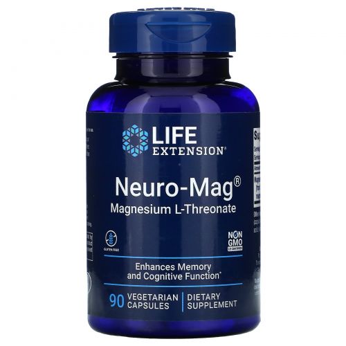 Life Extension, Neuro-Mag, магний L-треонат, 90 вегетарианских капсул