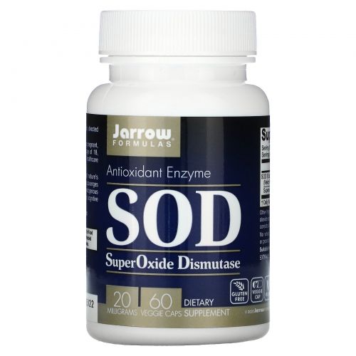 Jarrow Formulas, SuperOxide Dismutase (SOD), 20 mg, 60 Veggie Caps