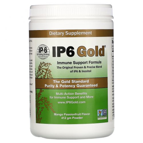 IP-6 International, IP6 Gold, Формула для поддержки иммунитета, Вкус тропических фруктов, Порошок, 414 г