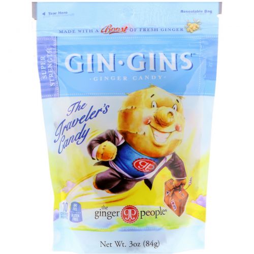 The Ginger People, Gin Gins, Имбирная конфета, Сверхсила, 3 унц. (84 г)