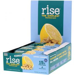 Rise Bar, Протеин + Батончик с лимоном и кешью, 12 шт по 60 г