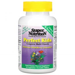 Super Nutrition, erfect Kids Complete Multi-Vitamin, Wild-Berry Flavor, 60 Vegetarian Chewable Tablets