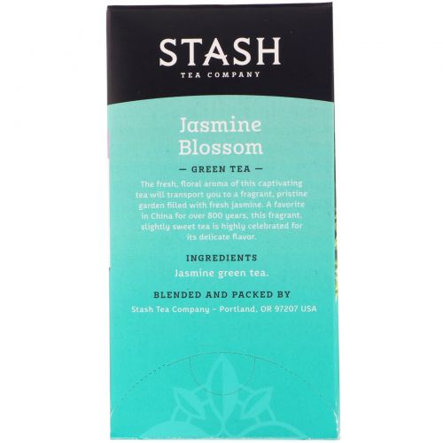 Stash Tea, Цветок жасмина, зеленый чай, 20 чайных пакетиков, 1,3 унции (38 г)