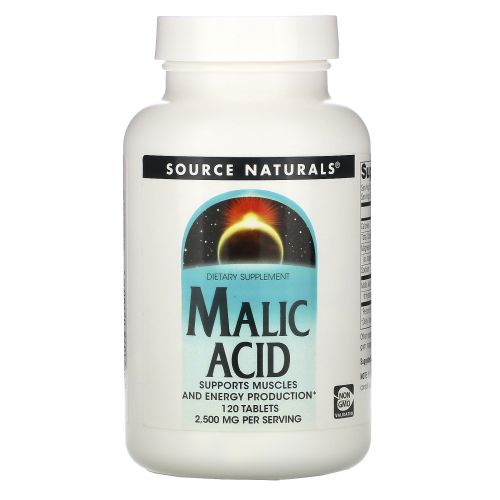 Source Naturals, Яблочная кислота, 833 мг, 120 таблеток