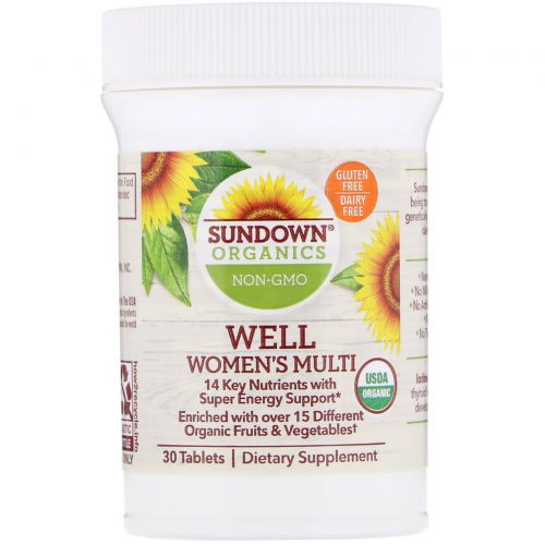 Sundown Organics, Well Women's Multivitamin, Once Daily, 30 Tablets