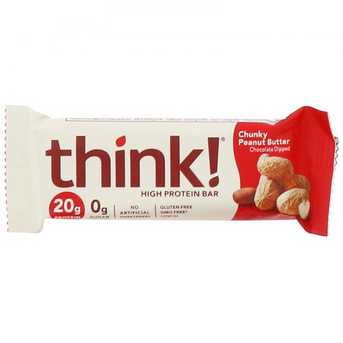 ThinkThin, Хрустящее арахисовое масло, 10 батончиков по 60 г