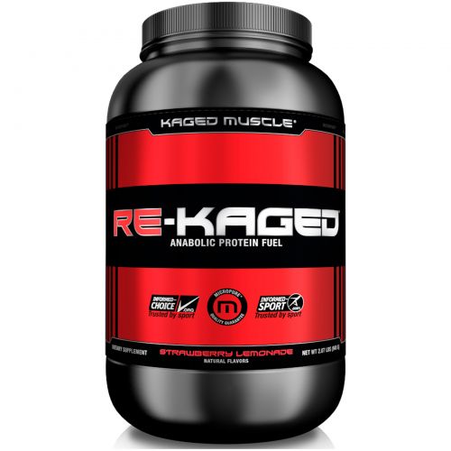 KagedMuscle, "Re-Kaged", спортивное питание с анаболическим белком, со вкусом клубничного лимонада, 2,07 фунта (940 г)