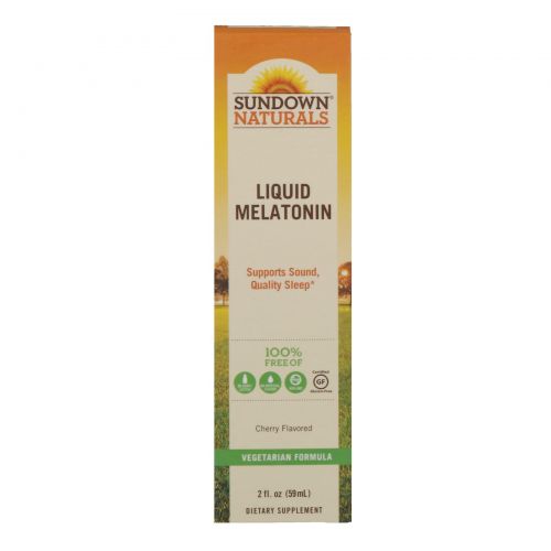 Sundown Naturals, Сублингвальный мелатонин в жидкой форме, с вишневым вкусом, 2 жидкие унции (59 мл)
