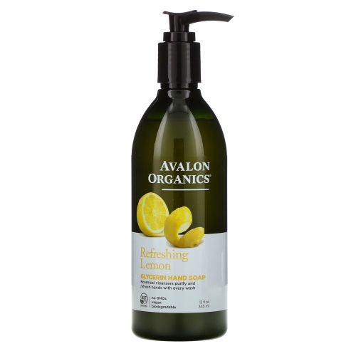 Avalon Organics, Глицериновое мыло для рук, лимон, 355 мл