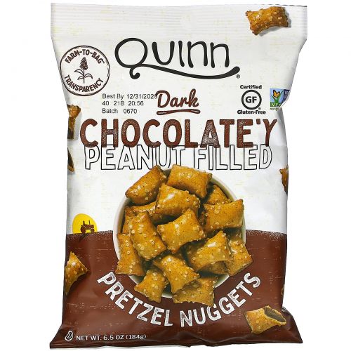 Quinn Popcorn, Pretzels, Dark Chocolate'y Peanut Filled, 6.5 oz (184 g)