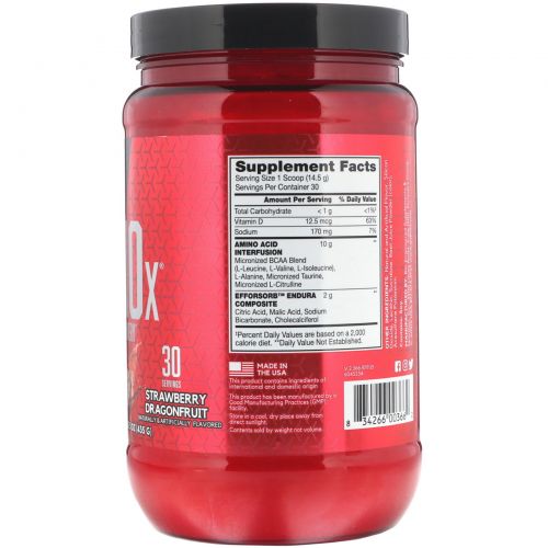 BSN, "Амино-X", средство для выносливости и восстановления со вкусом клубники и питайи, 15,3 унции (435 г)